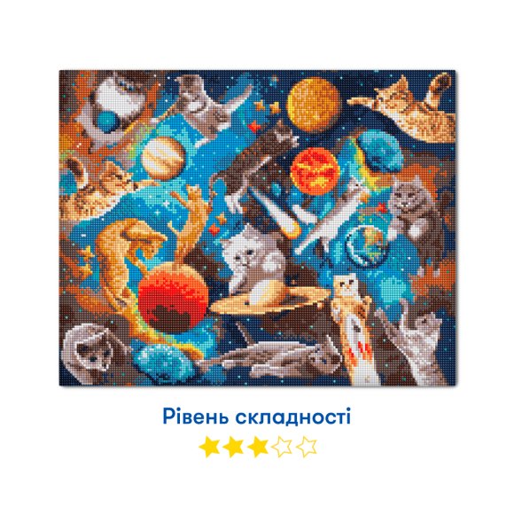 Алмазная мозаика «Коты в открытом космосе»: Фото