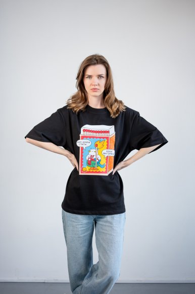 Oversized T-shirt ORNER x Maliunok "You’ll burn out" black: Photo