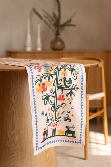 Runner "Tree of Life" beige: Photo