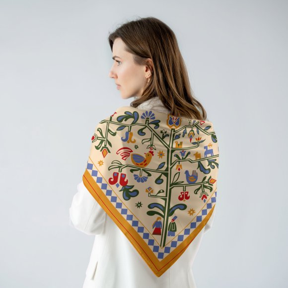 Хустка-косинка «Дерево життя» бежева: Фото