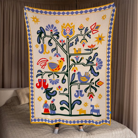 Set of blankets "Tree of Life" beige and "Tree of Life" blue: Photo