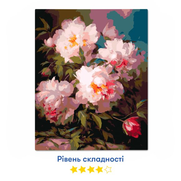 Картина за номерами «‎Пудрові півонії»‎: Фото