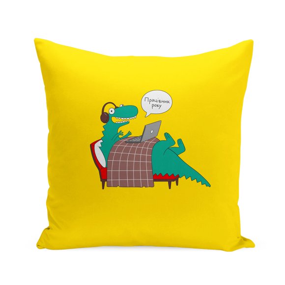 Набор подушка и блокнот в клетку «Рекс: Работник года»: Фото