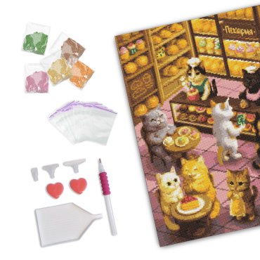 Алмазная мозаика «Коты в пекарне»: Фото - ORNER