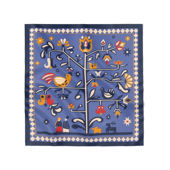 Scarf "Tree of Life" blue: Photo