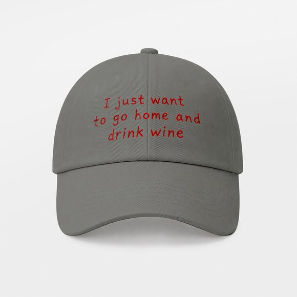 Cap "I just wanna go home and drink wine" gray: Photo