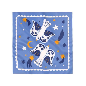 Scarf Birds on the Starry Sky blue: photo - ORNER