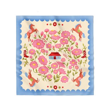 Scarf House Among Flowers 85х85 cm pink: photo - ORNER