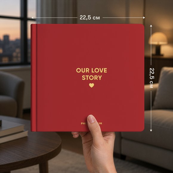 Photo album "Our love story" red: Photo