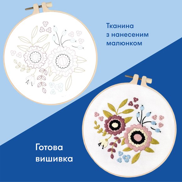 Embroidery kit Ø160 mm "Pastel flowers": Photo