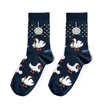 Носки «Гуси-винолюбы» тёмно-синие: фото - ORNER