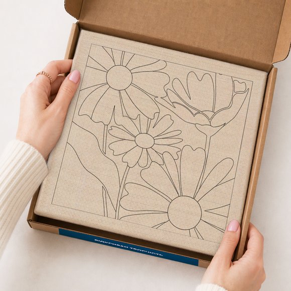 Punch needle kit "Blue Flowers": Photo