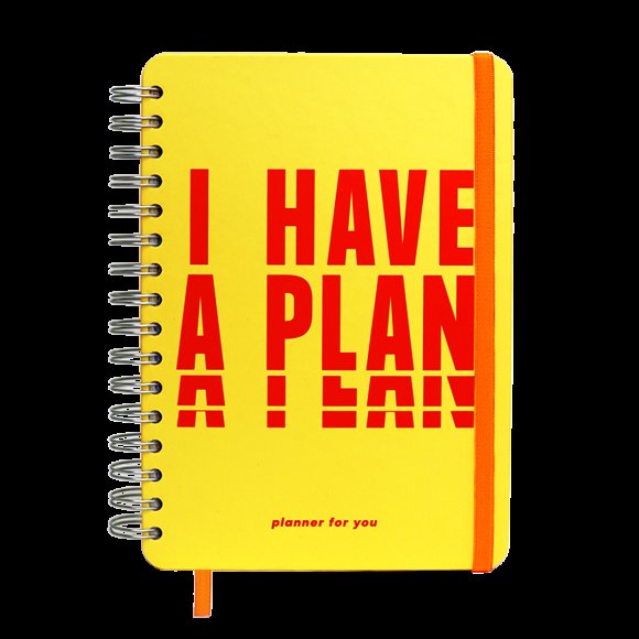 Set of Big planner I HAVE A PLAN yellow and Calendar Happy 2021: Photo
