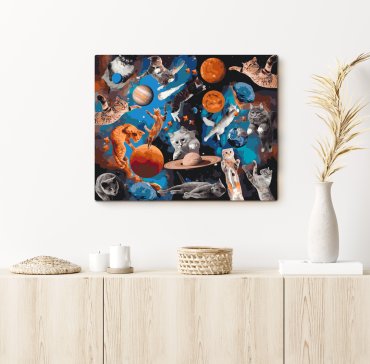 Картина по номерам «Котики в открытом космосе»: Фото - ORNER