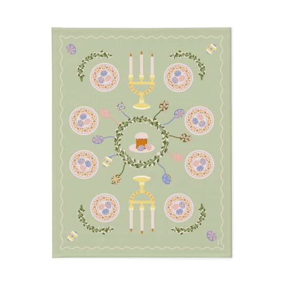 Скатерть «Пасхальный венок» зеленая 130х170: Фото