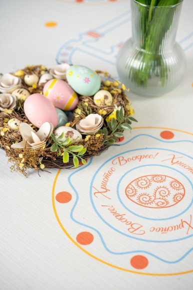 Tablecloth "Easter Moments" light blue 130x170: Photo