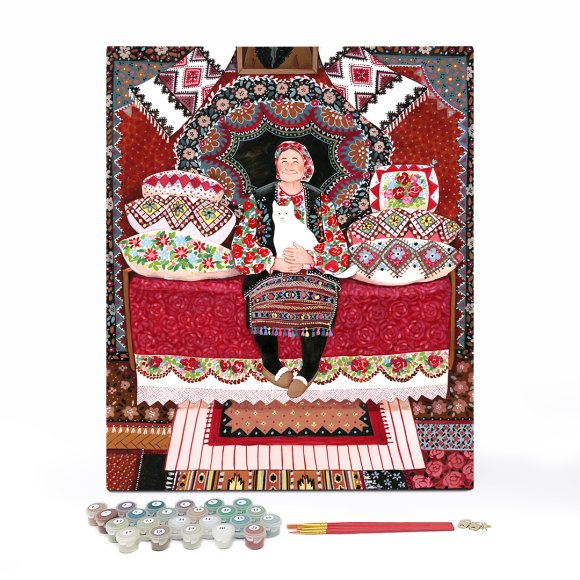 Painting by numbers ORNER x InnaRuda "Granny with a cat": Photo