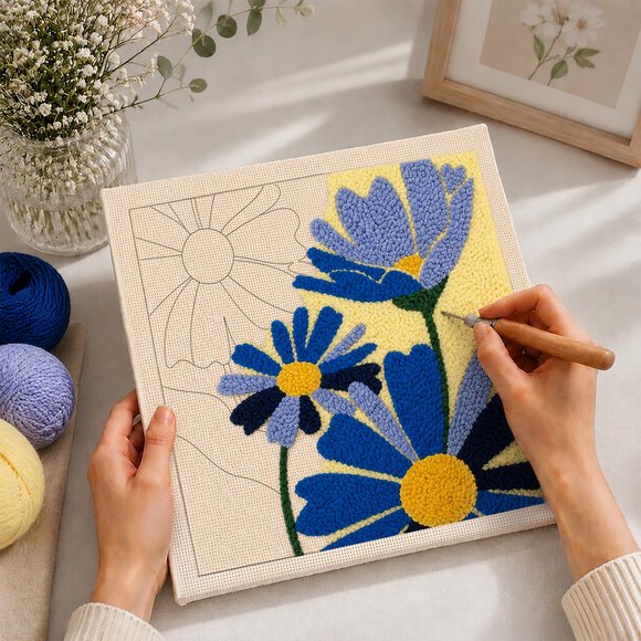 Punch needle kit "Blue Flowers": Photo