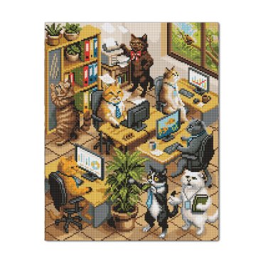 Diamond mosaic Cat Office: photo - ORNER