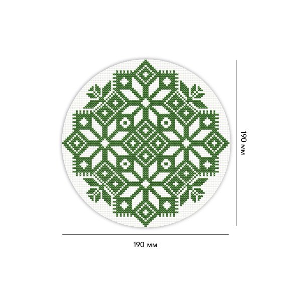 Набор для вышивания Ø190 мм ORNER x Diva Olivka «Мандала» зеленый: Фото