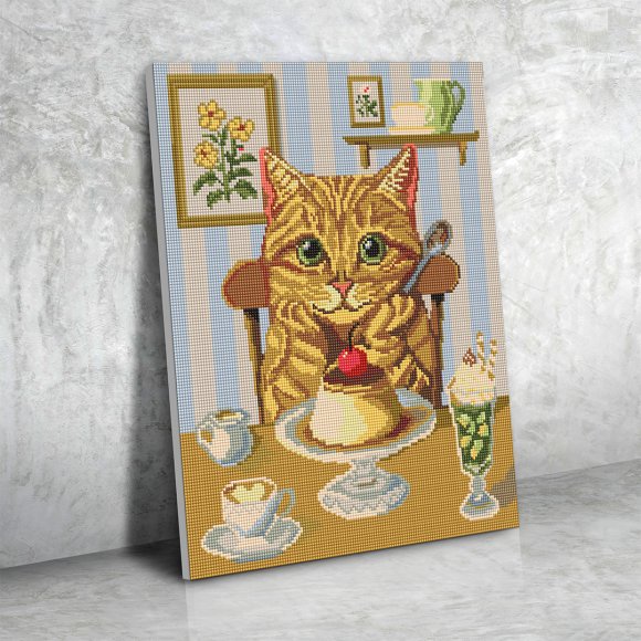 Алмазная мозаика «Кошачье угощение»: Фото