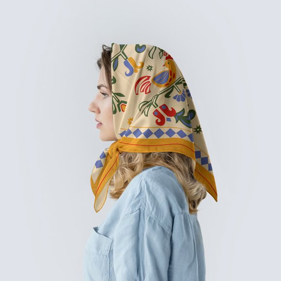 Хустка-косинка «Дерево життя» бежева: Фото