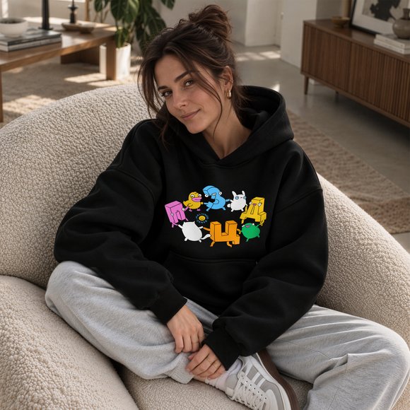 Oversized hoodie ORNER x MALIUNOK "Ukrainian ABC" black: Photo