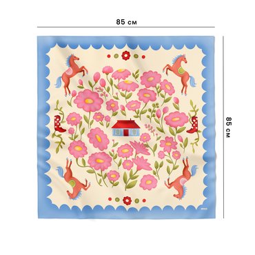 Scarf House Among Flowers 85х85 cm pink: photo 2 - ORNER