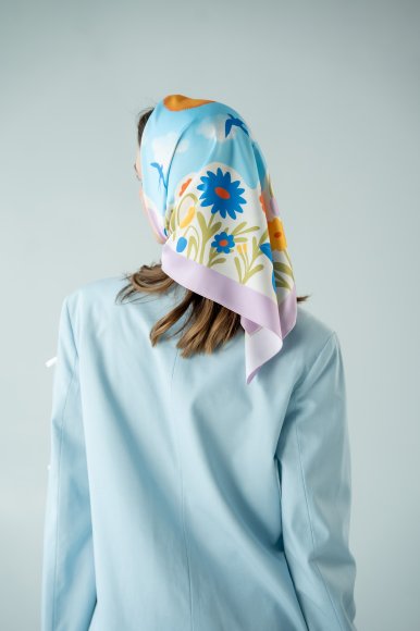 Платок «Ласточкино небо» голубой: Фото