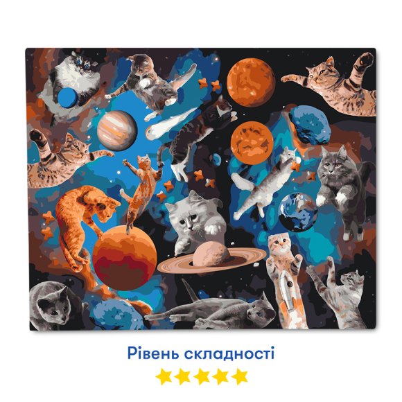 Картина за номерами «Котики у вiдкритому космосi»: Фото