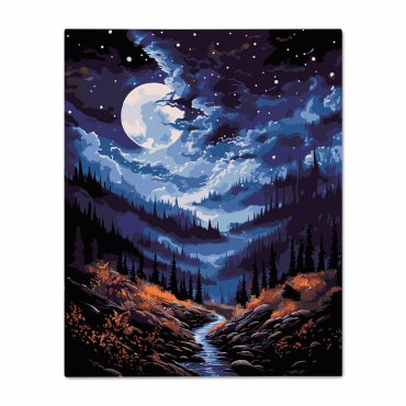 Painting by numbers Night Forest: photo - ORNER