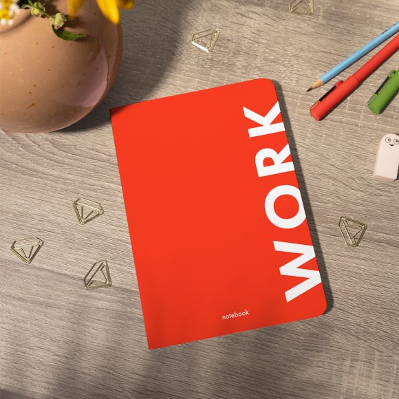 Блокнот в клетку Work красный: Фото
