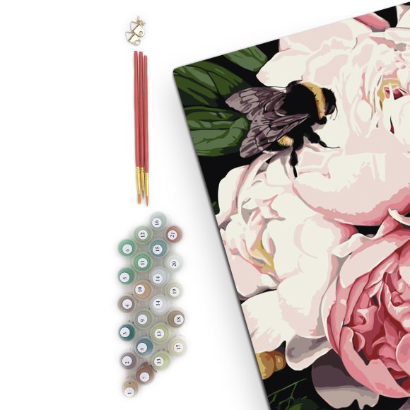 Картина по номерам ORNER x Osmolovska «Пчела и пионы»: Фото