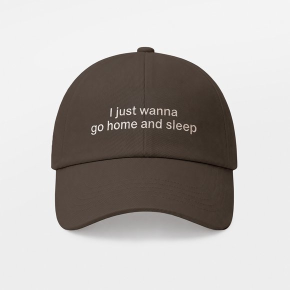 Cap "I just wanna go home and sleep" brown: Photo