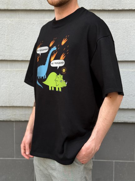 Oversized T-shirt ORNER x Maliunok “Don’t Worry” black: Photo