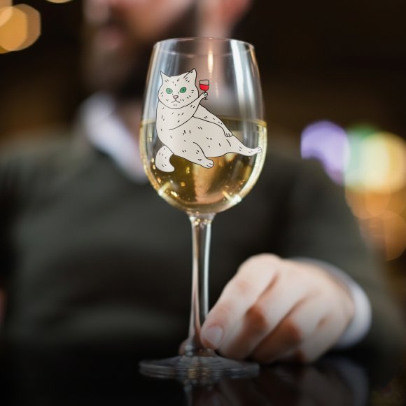 Бокал «Котик с вином» 450 мл: Фото