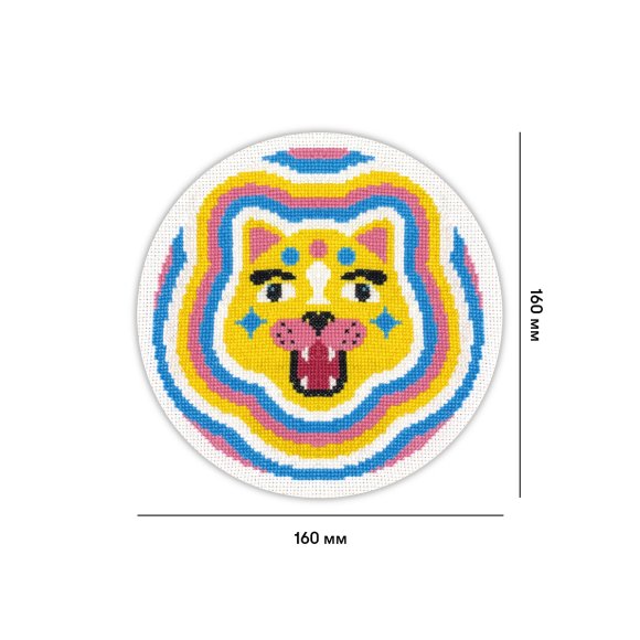 Embroidery kit Ø160 mm "Colorful cat": Photo