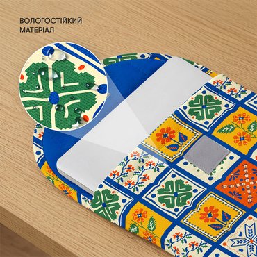 Вертикальний чохол для ноутбука «Квітучі кахлі» синій: Фото - ORNER