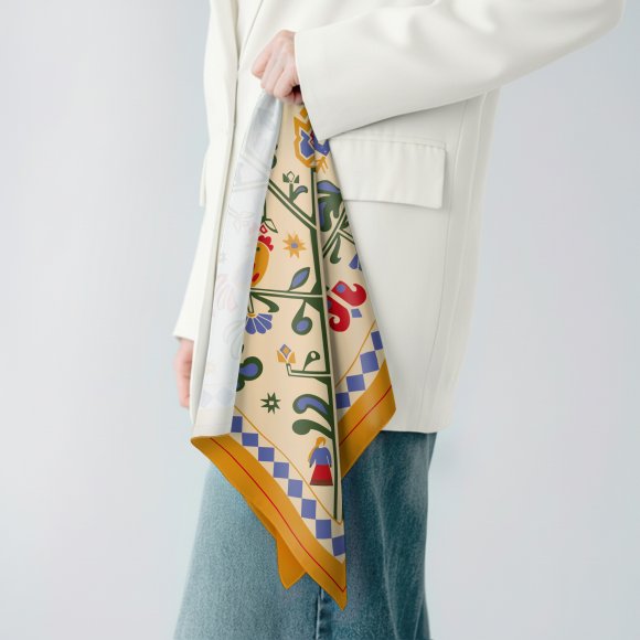 Хустка-косинка «Дерево життя» бежева: Фото