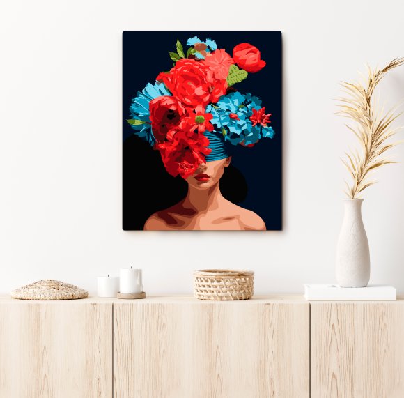 Painting by numbers "Girl with flowers on her head": Photo