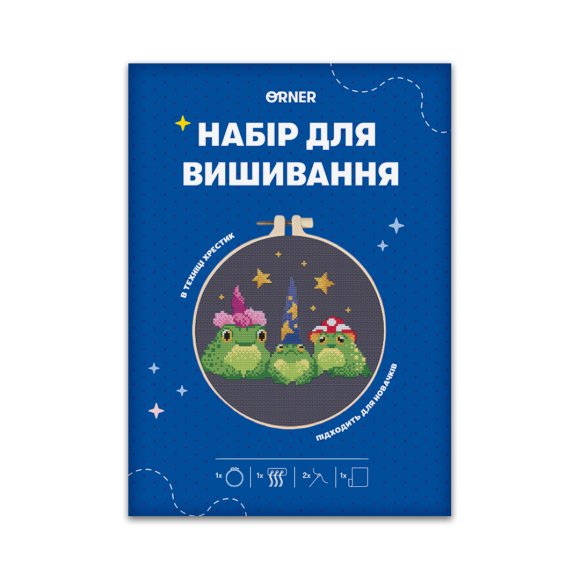 Набор для вышивания «Лягушки в шляпах»: Фото
