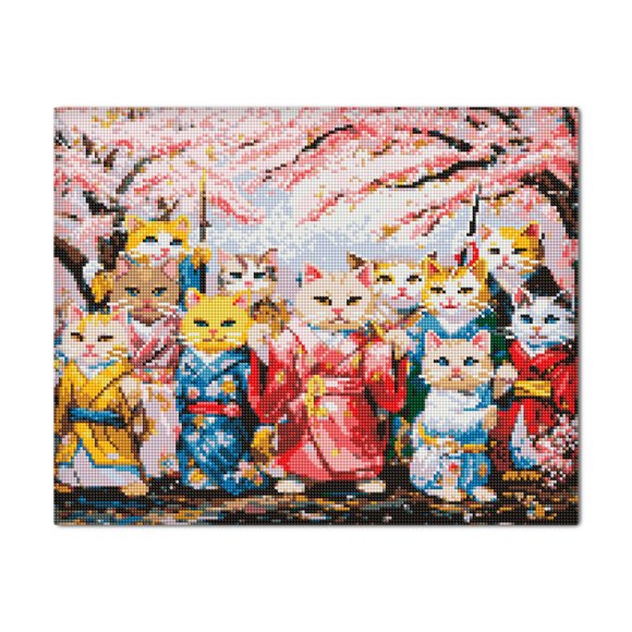 Алмазная мозаика «Котики в кимоно»: Фото