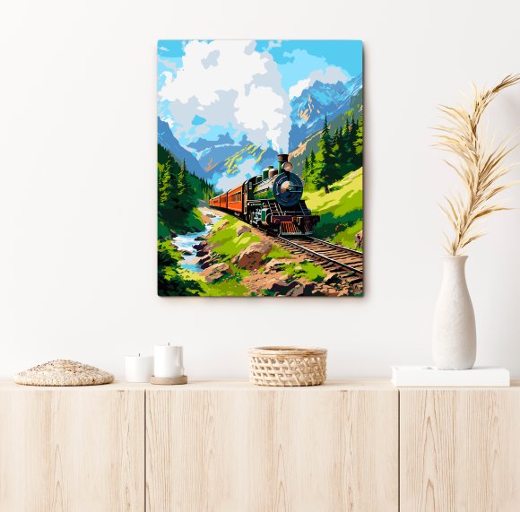 Картина по номерам «Поезд в горах»: Фото