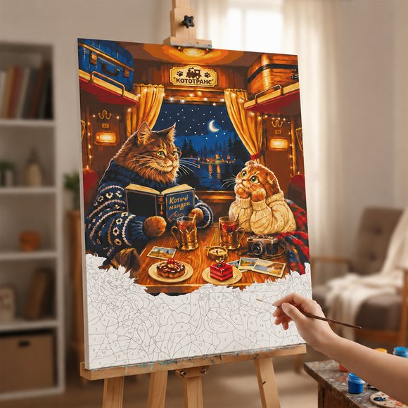 Paint by numbers "Purring on a train": Photo