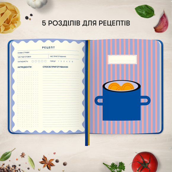 Кулинарный блокнот «Любимые рецепты» синий: Фото