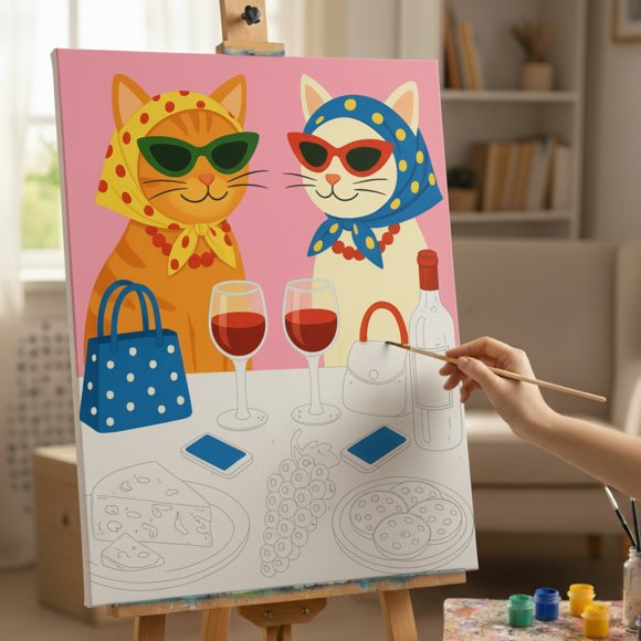 Картина по номерам «Кошачий пикник»: Фото