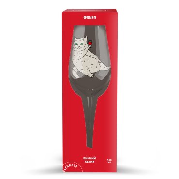 Бокал для вина «Котик с вином» 400 мл: Фото - ORNER