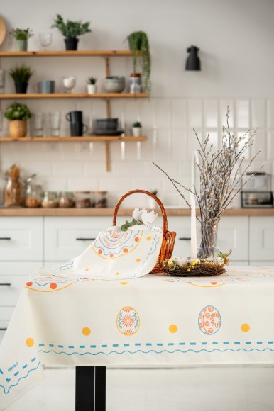Tablecloth "Easter Moments" light blue 130x170: Photo