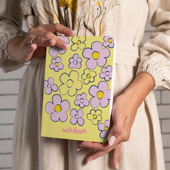 Dotted notebook "Floral" lemon: Photo