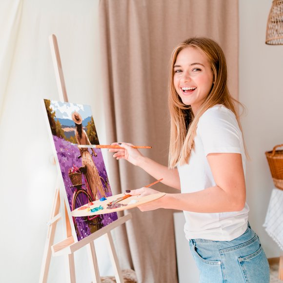 Painting by numbers "Girl on a bicycle": Photo